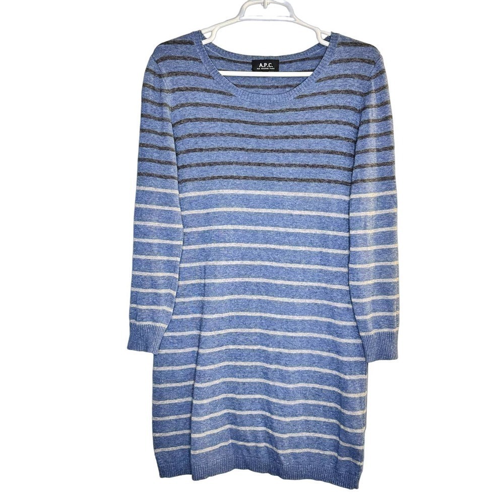 A.P.C. Rue Madame Paris Striped Sweater Tunic Cotton Dress Size Medium